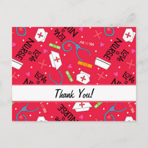Love A Nurse Red Thank You Customizable Postcard