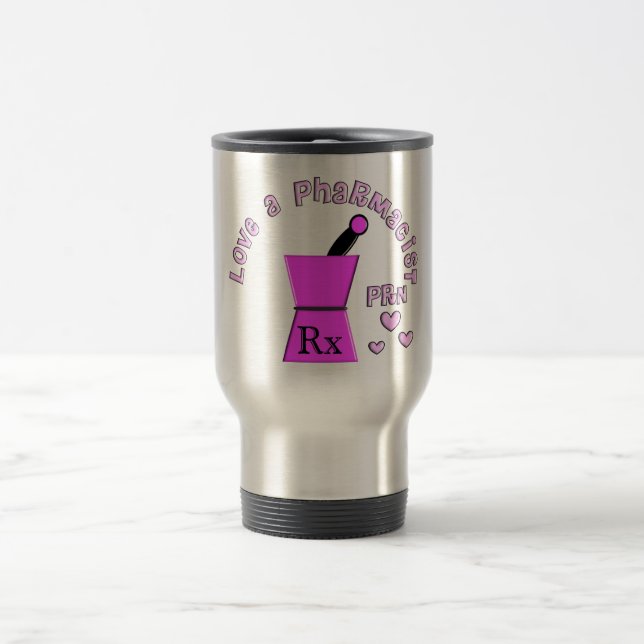 Love a Pharmacist PRN Pestle and Mortar Design Travel Mug (Center)