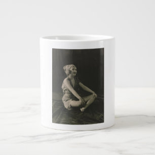 Love a Poor Maid Girl Sitting Cross Legs Giant Coffee Mug