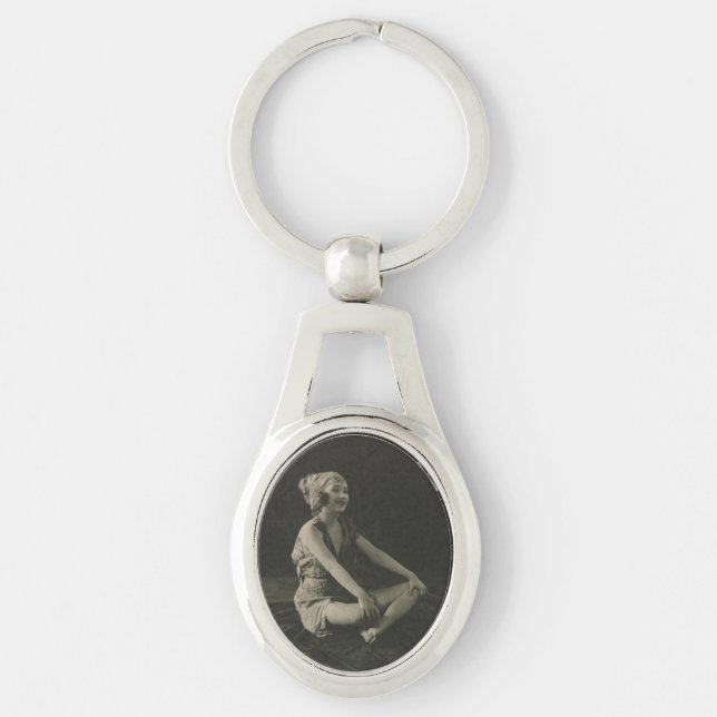 Love a Poor Maid Girl Sitting Cross Legs Keychain (Front)