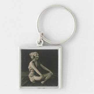Love a Poor Maid Girl Sitting Cross Legs Keychain
