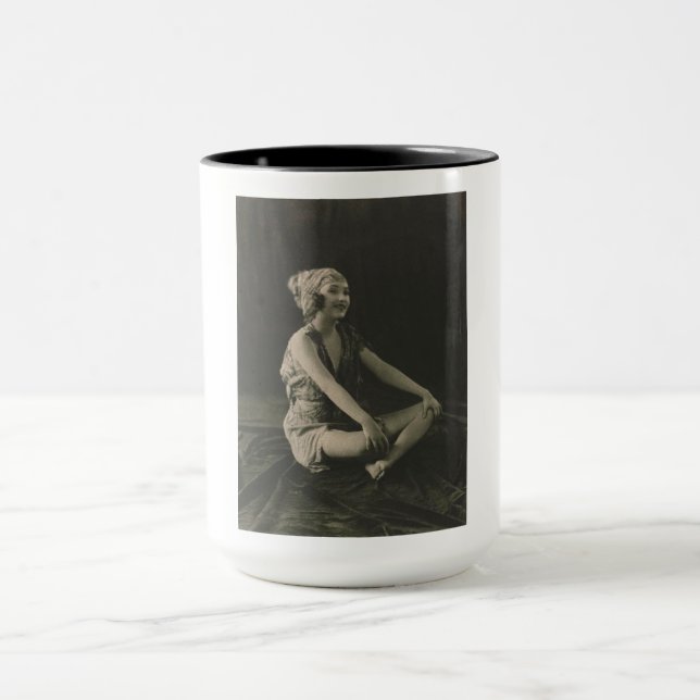 Love a Poor Maid Girl Sitting Cross Legs Mug (Center)