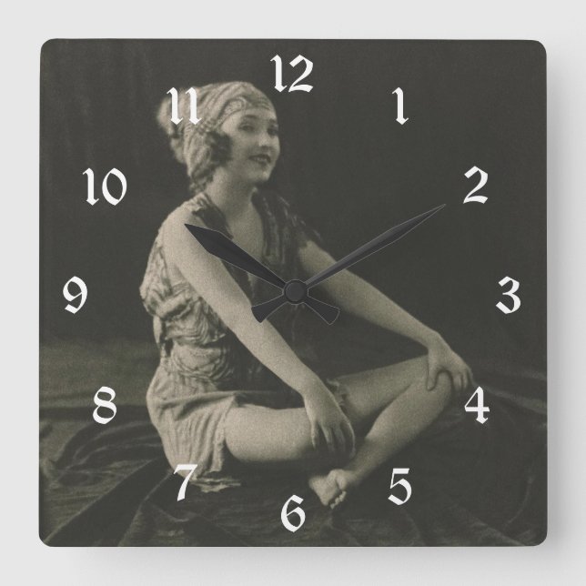 Love a Poor Maid Girl Sitting Cross Legs Square Wall Clock (Front)