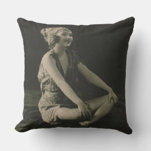 Love a Poor Maid Girl Sitting Cross Legs Throw Pillow