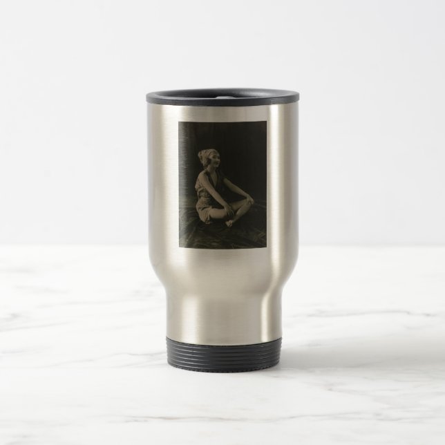 Love a Poor Maid Girl Sitting Cross Legs Travel Mug (Center)