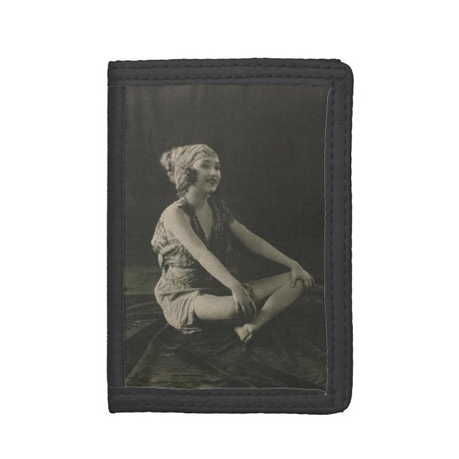 Love a Poor Maid Girl Sitting Cross Legs Trifold Wallet (Front Vertical)