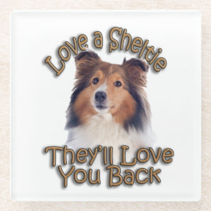 Love A Sheltie Glass Coaster