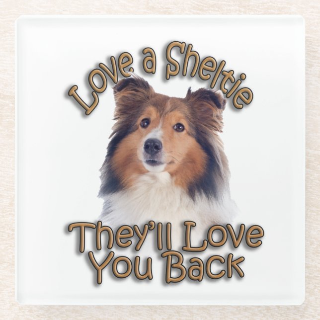 Love A Sheltie Glass Coaster (Front)