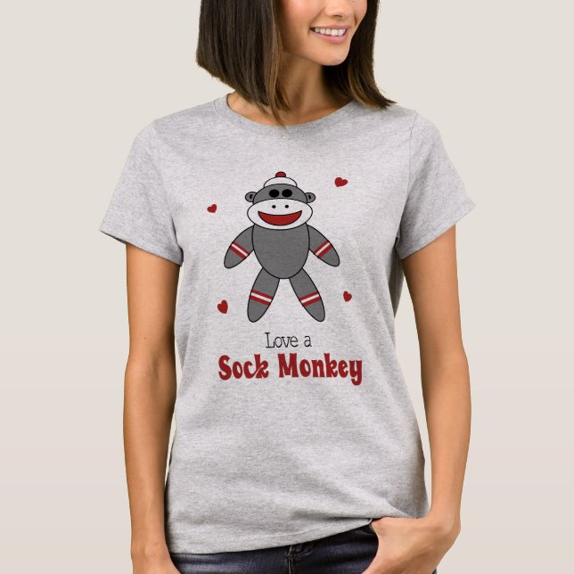 Love A Sock Monkey Quirky Retro Toy T-Shirt (Front)