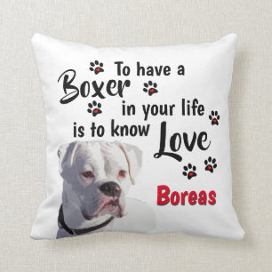Love a White Boxer Puppy Throw Pillow
