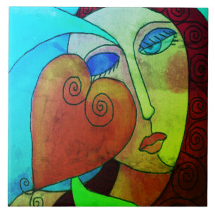 Love Abstract Digital Painting Ceramic Tile