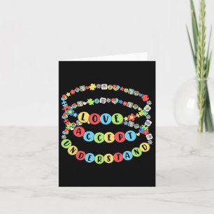 Love Accept Understand Autism Awareness Beaded Bra Card