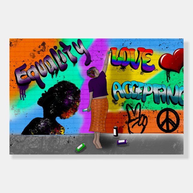 Love, Acceptance, Equality Hand Drawn Art Foam Board (Front)