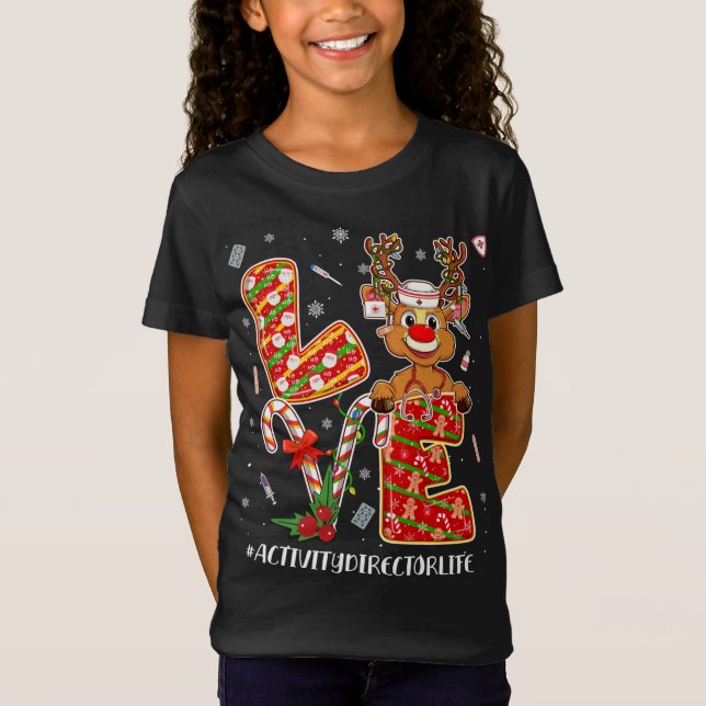 Love Activity Director Life Christmas Pajamas Nurs T-Shirt (Front)