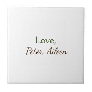 love add name simple minimal editable text rustic ceramic tile
