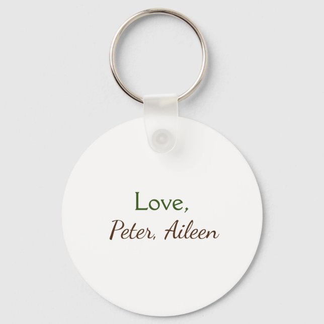 love add name simple minimal editable text rustic keychain (Front)