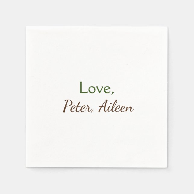 love add name simple minimal editable text rustic napkins (Front)