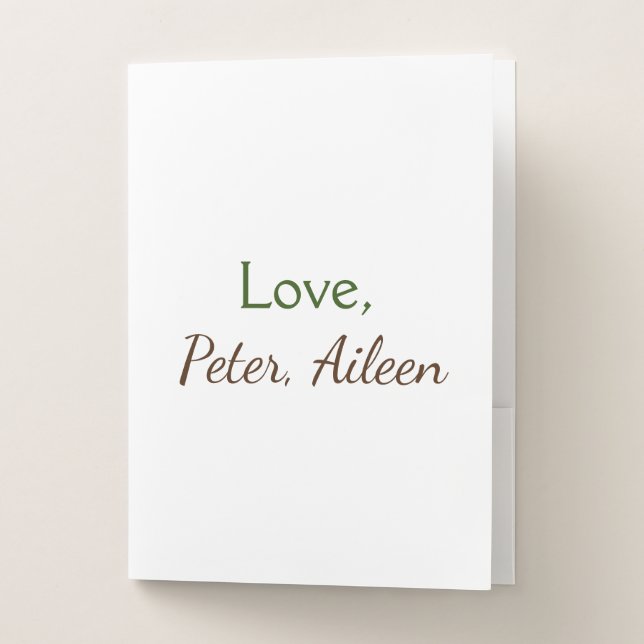 love add name simple minimal editable text rustic pocket folder (Front)