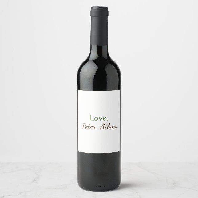 love add name simple minimal editable text rustic wine label (Front)