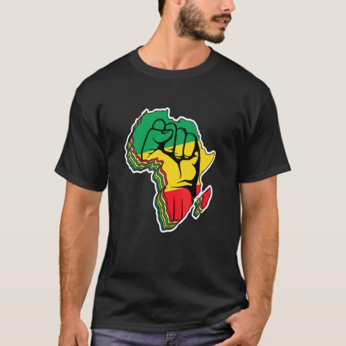 Love Africa Map Black Power Raised Fist In Pan Afr T_Shirt