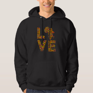 Love Africa Map Kente Print for African American P Hoodie