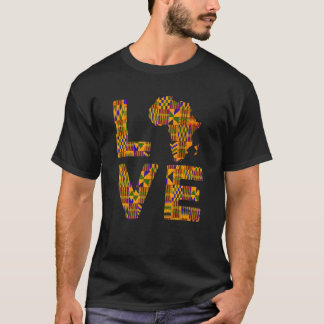 Love Africa Map Kente Print for African American P T-Shirt