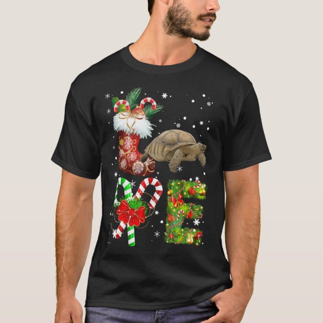 Love African Sulcata Tortoise CChristmas Light  An T-Shirt (Front)
