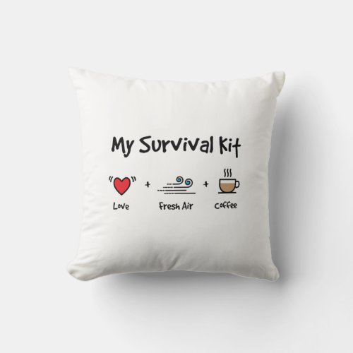 Love Air Coffee  Survival Kit  Throw Pillow