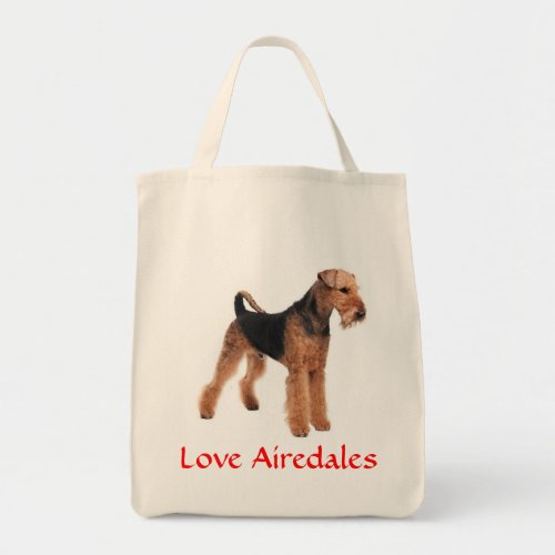 Love Airedale Terrier Puppy Dog Grocery Totebag Tote Bag