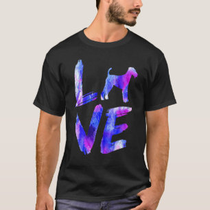 Love Airedale Terrier Watercolor Blue Dog Mom Dad T-Shirt