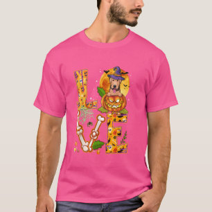 Love Airedale Terrier Witch Pumpkin Scary Hallowee T-Shirt