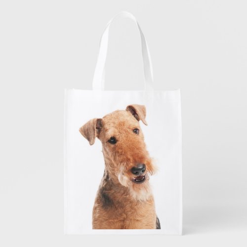 Love Airedale Terrrier Puppy Dog Grocery Tote Bag