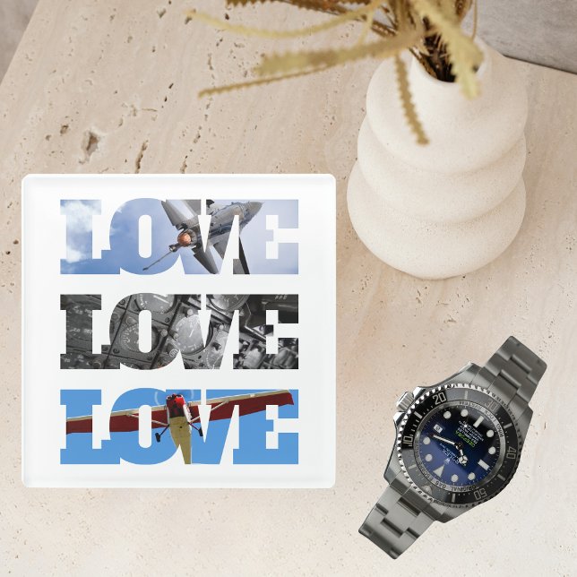 LOVE airplane,aircraft, aviation,home decor, Glass Coaster (Creator Uploaded)
