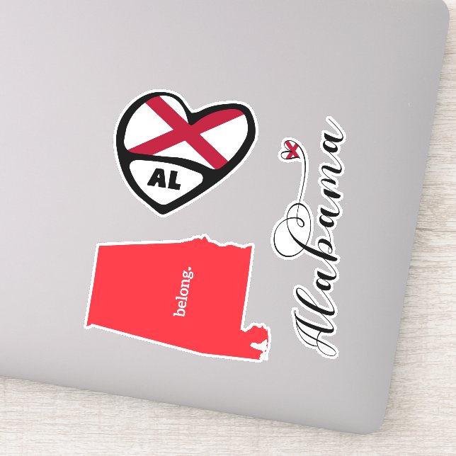 Love Alabama, Die Cut Decals, 3 Different Designs  Sticker (Detail)