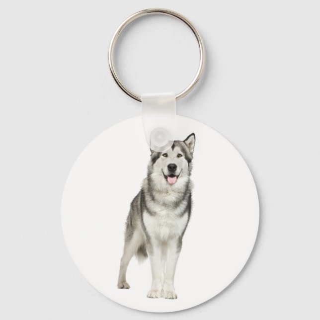 Love Alaskan Malamute Puppy Dog Keychain (Front)