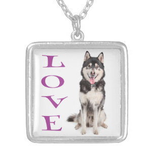 Love Alaskan Malamute Puppy Dog Pendant Necklace