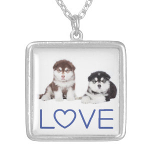 Love Alaskan Malamute Puppy Dog Pendant Necklace