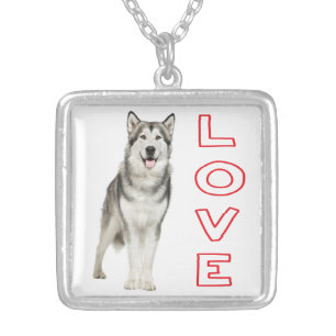 Love Alaskan Malamute Puppy Dog Pendant Necklace
