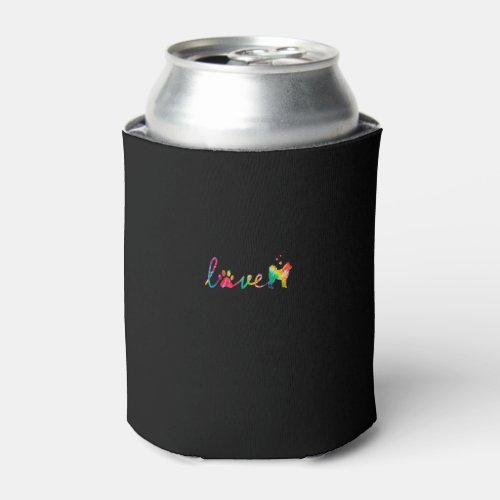 Love Alaskan Malamute Tie Dye Paw Mom Dad Can Cooler