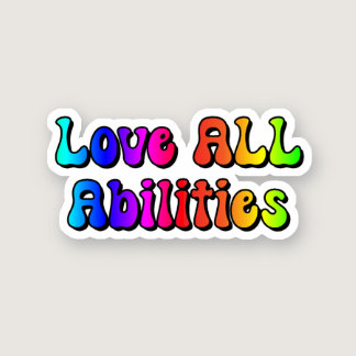 Love ALL Abilities Rainbow Typography Sticker