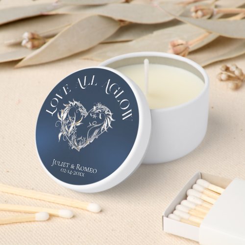 Love All Aglow Heart- Blue Mini Candle Favors