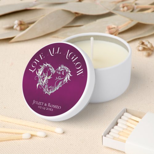 Love All Aglow Heart- Plum Mini Candle Favors