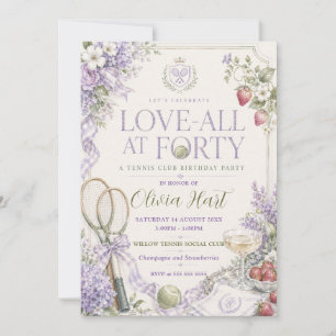 Love All at Forty Tennis Birthday Invitation