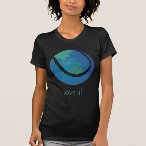 LOVE ALL ladies tennis world globe design T_Shirt