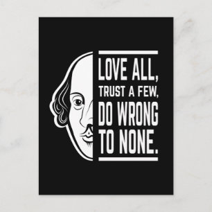 Love All Trust A Few Shakespeare Quote Thespian Postcard