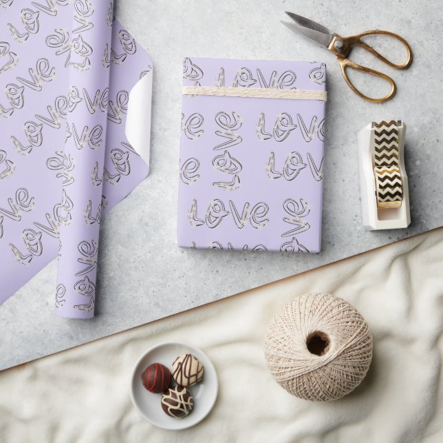 Love Almond Blossoms On Lavender Wrapping Paper (Crafts)