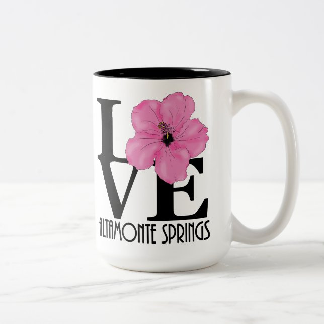 LOVE Altamonte Springs Florida Pink Hibiscus 15oz Two-Tone Coffee Mug (Right)