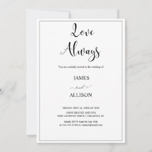 Love Always Cheers Elegant Minimalist Simple Invitation