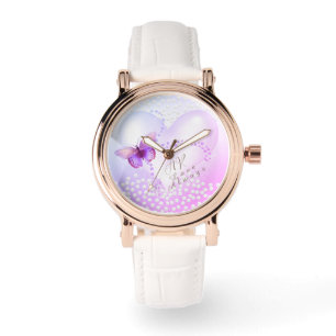 Love Always Heart Butterfly Purple Watch