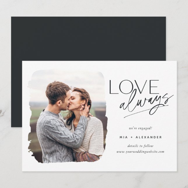 Love Always | Photo Engagement Announcement (Front/Back)